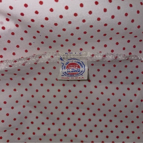 Koret vintage blouse long sleeve button down sash white red polka dot medium - Picture 9 of 9